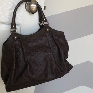 Gucci sukey brown leather bag
